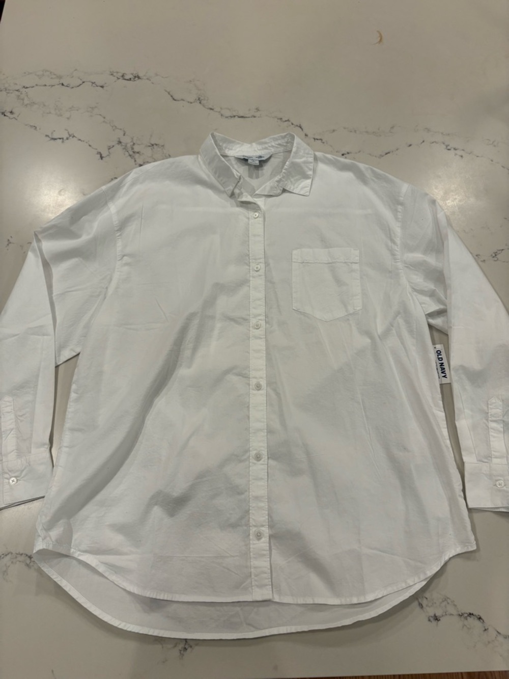 Women’s Small TALL Old Navy Boyfriend Shirt White Button-Up NWT preppy summer